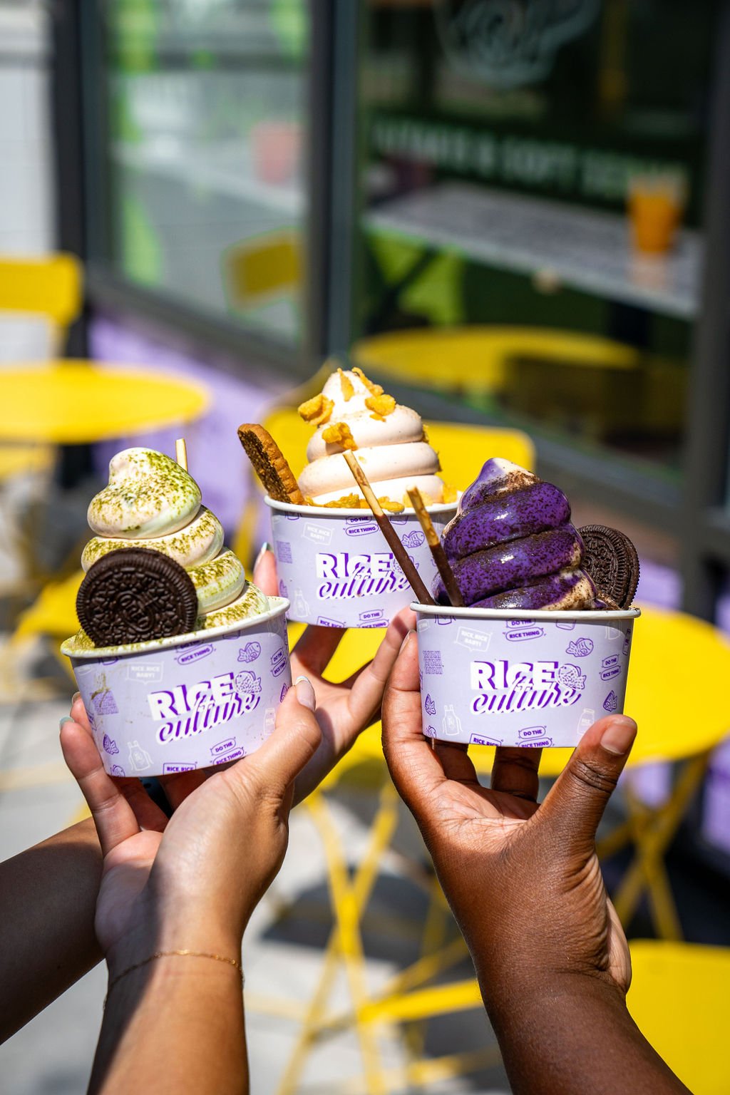 Guests holding Rice Culture soft serve cups